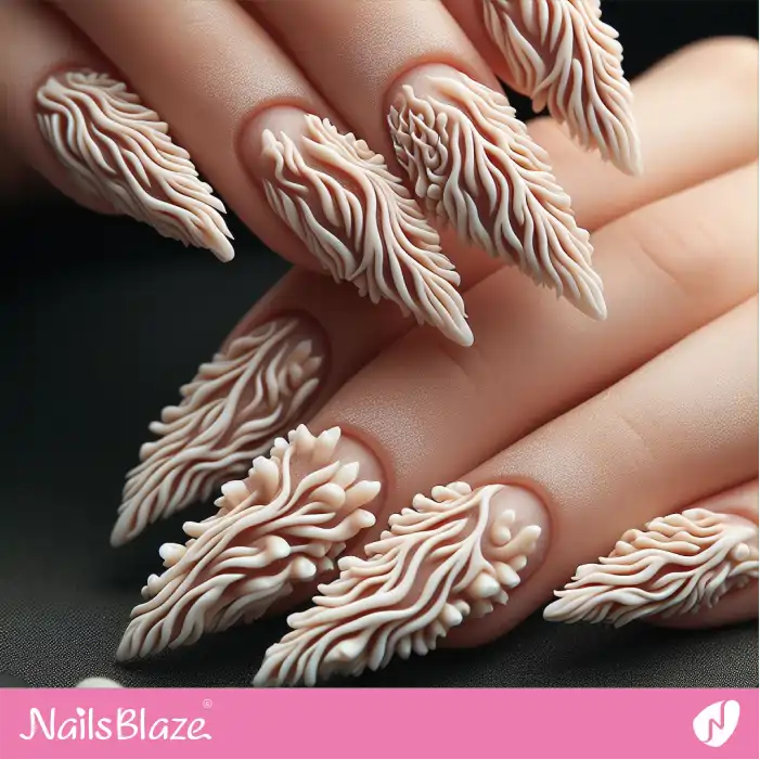 Long 3D Matte Coral Reefs Nails | Save the Ocean Nails - NB2832